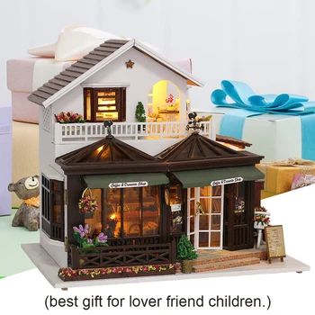 CUTEBEE DIY kućica za lutke drvene lutkarske kuće minijaturna kuća Lutaka namještaj komplet Casa Music Led igračke za djecu rođendanski poklon K21