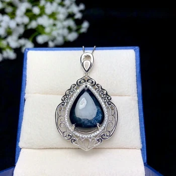 Kjjeaxcmy butik nakita 925 srebra umetnut prirodni safir dama privjesak + ogrlica podrška za test