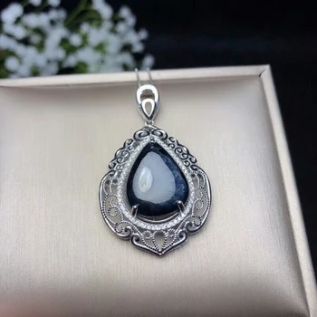 Kjjeaxcmy butik nakita 925 srebra umetnut prirodni safir dama privjesak + ogrlica podrška za test