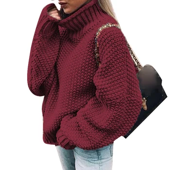 Moda Dama puna boja водолазка Batwing rukava plesti pulover topli džemper vrhovima svakodnevni Dama ženski džemper