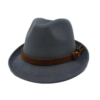 OZyc Wool Women Men Fedora Hat For Autumn Winter Elegant Lady Gangster Trilby Felt Homburg Church Jazz Hat Size 55-58CM
