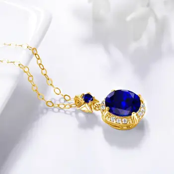 Szjinao 18K Zlato privjesak ogrlica Plavi safir ovom srebro 925 sterling ručni rad dizajnerske dragulji fin nakit za žene