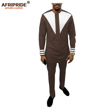 2019 afričke muški komplet odjeće дашики kaput jakna i Ankara Hlače 2 kom komplet plus veličine odjeće bluza AFRIPRIDE A1916031
