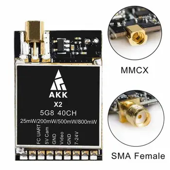 AKK X2 SMA/X2P SMA /MMCX 25mW/200mW/500 mw/800mW 5.8 GHz 37CH FPV odašiljač i Smart Audio OSD PIT Mode za RC modele rezervnih dijelova