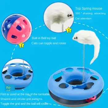 Funny Pet Igračke Mačka Crazy Ball Disk Interactive Amusement Plate Mouse Spring Mačka Igračke Turntable Pet Interactive Igračke Mačka Supplies