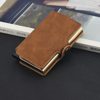 Casekey Vintage Mini Rfid Blocking aluminijski novčanik tanak džep, novčanik s ID torbi minimalistički držač kartice novčanik