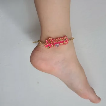 Lateefah Custom Name Initial font Anklet Foot akril lanac personalizira nožne narukvice za žene Bohemian Beach Jewelry
