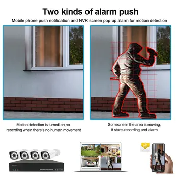 3MP 1080P 4CH POE Security Camera System Outdoor Humanoid Tracking Motion Detection CCTV Home Day&Night Nadzor Video Kit