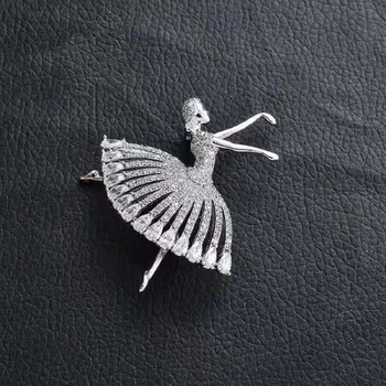 Izvrsni prekrasna balerina 2 u boji broš CZ Cirkon elegantan nakit za odjeću šal Šal kardigan odijelo haljina pin Dama djevojka