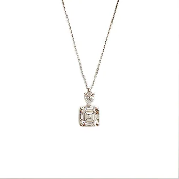 PANSYSEN čist 925 sterling srebra ogrlice za žene klasični kvadratnom Laboratorij муассанит Dijamantni privjesak ogrlica poklon za Rođendan