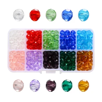 1 kutija cut-prozirne staklene perle 4/6/8/10 mm za izradu nakita DIY dekor pribor pomiješati 10 boja
