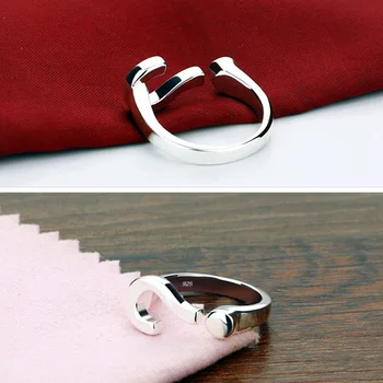 Nove police!!žene prsten srebro 925, žene prsten, otvaranje upitnik prsten; jednostavan način srebrni pribor