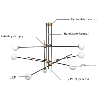 Moderna led stropni luster rasvjeta jednostavna linija kreativni molekularna za dnevni boravak, spavaće restorana svjetla