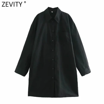 Zevity New Women Fashion Breasted Oversize Black Smock Blouse Office Lady dugi rukav šik košulje Business Femininas vrhovima LS7547