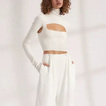 DEAT 2021 nova proljetna moda Ženska odjeća водолазка s dugim rukavima pletenje pulover džemper i V-izrez sling majica WK31601