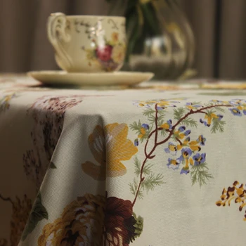 CURCYA bež tkanina za ukras domaće kuhinje, vrtne cvijeće pamuk stolnjak Poklopac za stolom