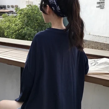 Ženske svakodnevne besplatne majice sa буквенным po cijeloj površini u korejskom stilu s okruglog izreza i dugim rukavima udoban vrhovima New W3