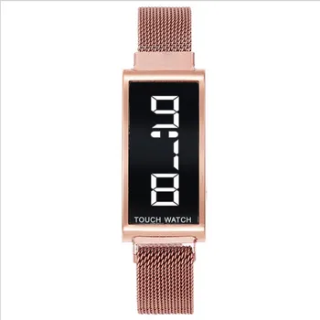 Satovi za žene dodirni zaslon led sat rose gold kvadratnom Magnet elektronski sat digitalni ručni sat Relogio Feminino reloj