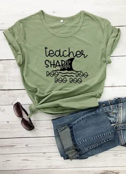 Unisex Učitelj shark majica slogan smiješno random Tumblr Tee pamuk grafički morski pas estetski svakodnevne vrhovima grafički majice