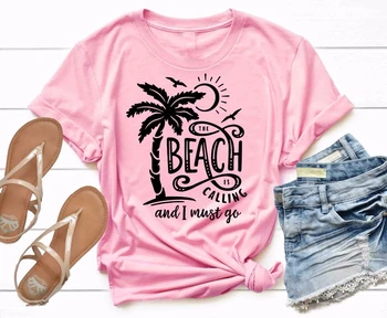 Plaža zove, i ja sam trebao ići majica camiseta rosa feminina women fashion graphic quote vintage goth grunge tee top - L088