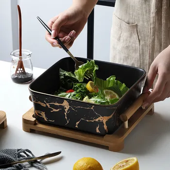 Kreativni Europska mramorni uzorak crno/bijeli keramički kvadratnom voćni салатник kućni ukras posuđe voće predjelo tanjur