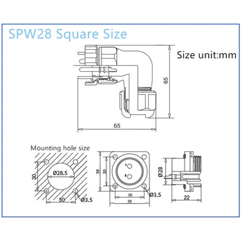 SP28 Lakat kvadratnom tip vodootporni priključak IP68 utikač/utičnica 2/3/4/5/6/7/9/10/12/14/16/19/22/24/26 kontaktni kut kabelski priključci