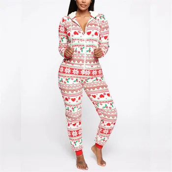 Moda Dame Žene Božićne Pidžama Tiskanih Pidžama Božić S Kapuljačom Kombinezon 2020 Novu Godinu Ženski Seksi Pidžamu Pidžama Haljina