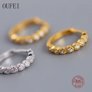 OUFEI 925 sterling srebra Hoop naušnice za žene Prekrasne naušnice gorski kristal okrugle naušnice fin nakit
