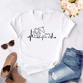 Animal heartbeat cow horse Women tshirt Cotton Casual Funny t shirt Gift For Lady Yong Girl Top Tee 6 Color Drop Ship S-781