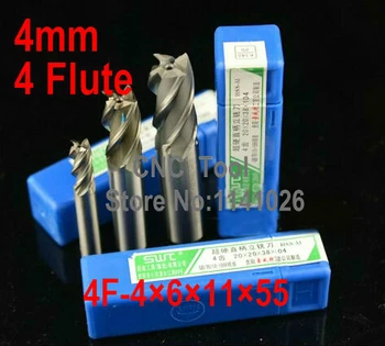 Besplatna dostava 5pcs 4.0 mm 4 flaute HSS & napredni aluminijski Krajem Glodalica rezač CNC malo strojevi za glodanje alati rezni alati.