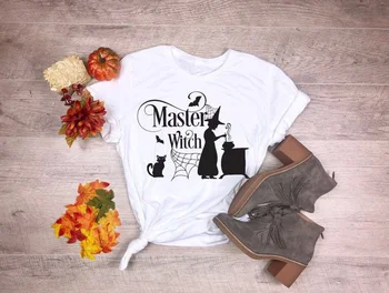 Master Witch Unisex Tshirt susret vama.na womens Halloween Shirts mačka funny graphic cotton new season tee grunge tumblr party style goth tops