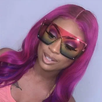 Seksi Pink Yellow Gradient Square Sunčane Naočale Žene Prevelike Mačka Oko 2020 Modni Brand Rimless Metalne Ženske, Muške Nijanse Naočale