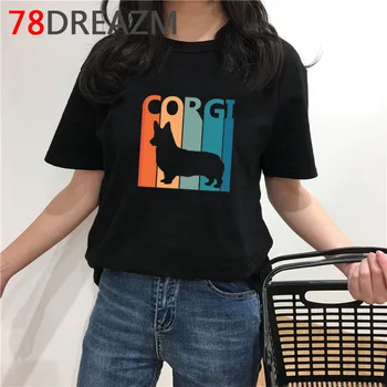 Smiješno corgi majica za žene Harajuku crtani majica Kawaii pas grafički tees plus veličina za unisex Japanski stil moda ženska majica