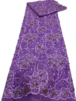 (5 metara/PC) visoka kvaliteta nebo plavo francuski čipke divne šljokice vezeni afričke vjenčanje čipke tkanina za večernje haljine FCC143