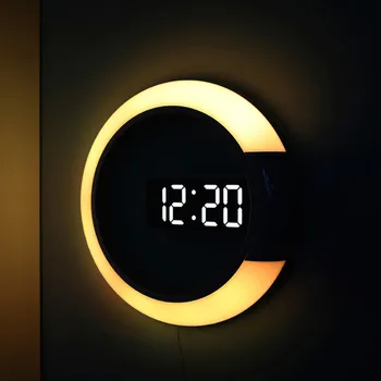 3D LED digitalni zidni sat budilica ogledalo šuplje sat Stolni satovi 7 boja temperatura noćno svjetlo za doma dnevni boravak dekoracija