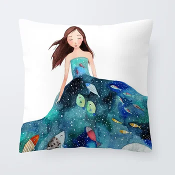 Lijepa Sirena jastuk ocean svijet Kit Riba klaun poklopac jastuk 45x45 cm baršun ukrasiti dječju spavaću sobu crtani jedrilicu jastuk