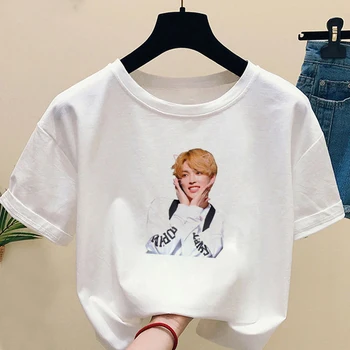 Kpop ATEEZ Print Casual T-shirts Ženska odjeća bijele ljetne majice kratki rukav majice Kpops