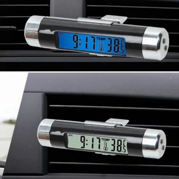 Auto auto sat 2 u 1 Digitalni termometar ukras e-LCD pozadinsko osvjetljenje vozila unutarnja temperatura olovke automobila