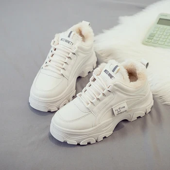 Zimske ženske bijele tenisice platforme вулканизированная cipele Moda prozračne dnevne zimske cipele za žene, Ženski 2020