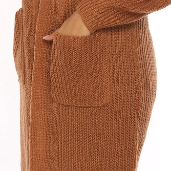PGSD Jesen Zima puna boja veliki džep ca džemper ženski slobodan srednji dugi rukav pletene kardigan Ženska odjeća