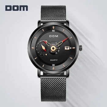 DOM mens Rriginal Design Brand gospodo čelične sportski satovi Muški quartz crnci sat Vodootporan vojne sati M-1299