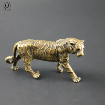 Čvrsti mesing velike tigrovi ukras neto bakar životinja Tigar model privjesci privjesci privjesci držač olovke stolne dekoracije