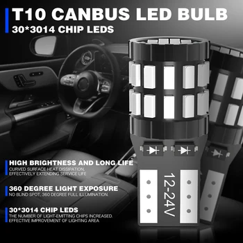 2x T10 W5W Canbus Car Interior Light 194 501 led 4014 SMD Instrument Svjetla žarulja sa žarnom niti kupole lampa No Error 12V 6500K za BMW, Audi