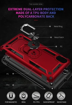 Za Redmi 7A torbica za telefon Luxury Armor šok-dokaz Xiaomi Redmi 9 9A Case Car Stand držač prsten magnetski nosač stražnji poklopac Coque