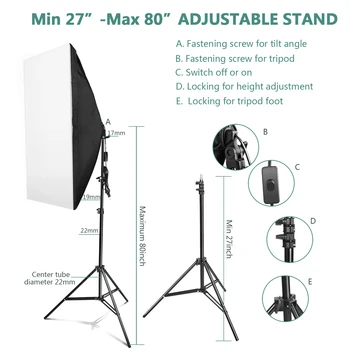 ZUOCHEN 4PCS 25W LED Foto Studio Softbox Soft Box Lighting With 4 background Background Support Stand Kit For Facebook Live