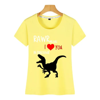 Majice majica za žene rawr znači da volim te u dinosaur Valentinovo O-izrez vintage kratke ženske majice