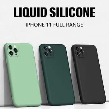 Luksuzni kvadratnom tekući silikonska torbica za telefon IPhone 11 Pro Max Xs Xr Max 7 7plus 8 8plus Solid Color Soft Cover Case