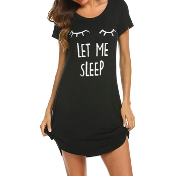 2020 Women Letter Nightgowns And Sleepshirts Odjeća Za Spavanje Slatka Sleep Shirt Printed Night Dress Nightwear Kratkih Rukava