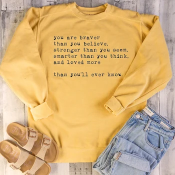 Vi ste hrabriji nego što mislite majica od čistog pamuka smiješno slogan stare kršćanske Biblije krštenje pulover mladi vrhovima L485
