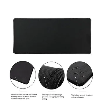 XGZ Super Big Large Xl Pure Black Color Rubber Computer Gaming MousePad Mat To Decorate Pc Desktop for Gamer Player Locking edge